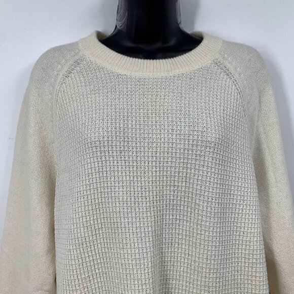 Madewell Women's‎ Roll-Trim Waffle Pullover Sweater in Cotton-Merino Yarn Size L - Picture 4 of 12